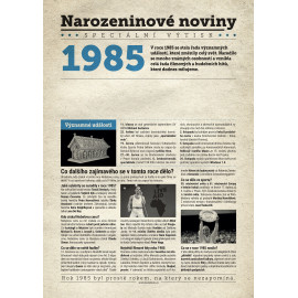 Narozeninové noviny 1985 s vlastním textem a fotografií