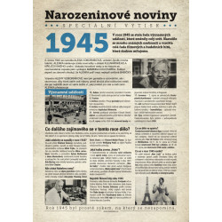 Narozeninové noviny 1945 s vlastním textem a fotografií